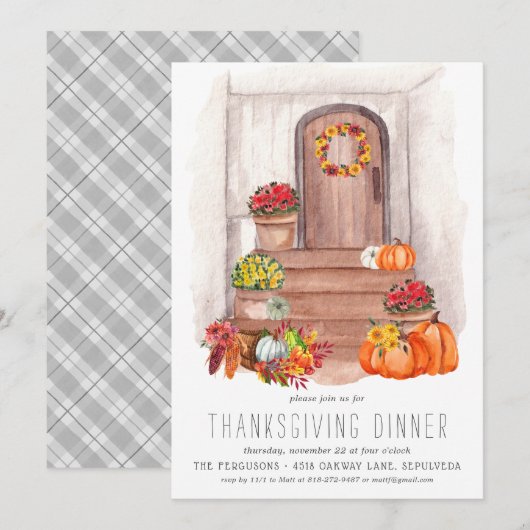 Invitation Rustique Agritourisme Thanksgiving Dîner Invitatio (Devant / Derrière)