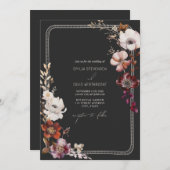 Invitation Rustique Anémone main tiré à la frontière Mariage  (Devant / Derrière)