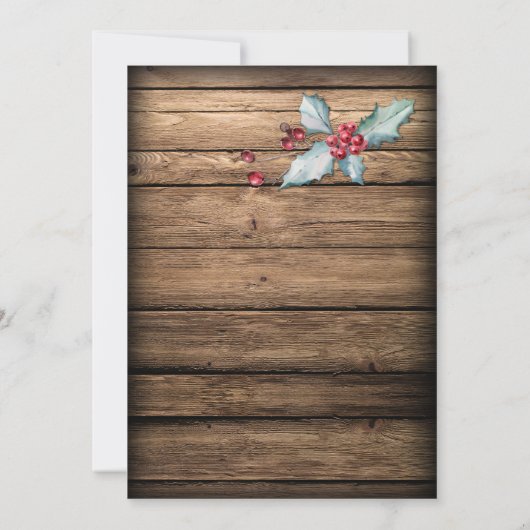 Invitation Rustique Antique Lanterne Holly Mariage de Noël (Dos)