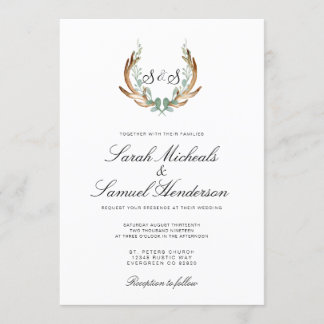 Invitation Rustique Antler | Mariage aquarelle officiel