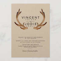 Invitation Rustique Antler Watercolor Wedding