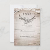 Invitation Rustique Antlers White Birch Vintage Wedding RSVP (Devant)