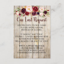 Rustique Apportez un livre au lieu de Baby shower 