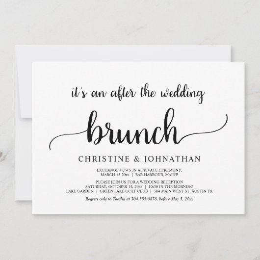 Invitation Rustique après le Mariage Elopement Brunch (Devant)
