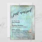 Invitation Rustique Aqua Célébration de mariage juste après l (Devant)