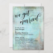 Invitation Rustique Aqua Mariage Réception seulement (Devant)