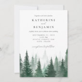 Invitation Rustique Aquarelle Arbres Mariage forestier (Devant)