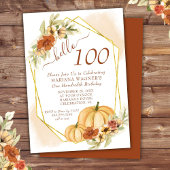 Invitation Rustique aquarelle automne Citrouille 100e anniver