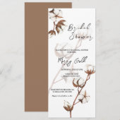 Invitation Rustique aquarelle coton nuptiale Douche nuptiale  (Devant / Derrière)