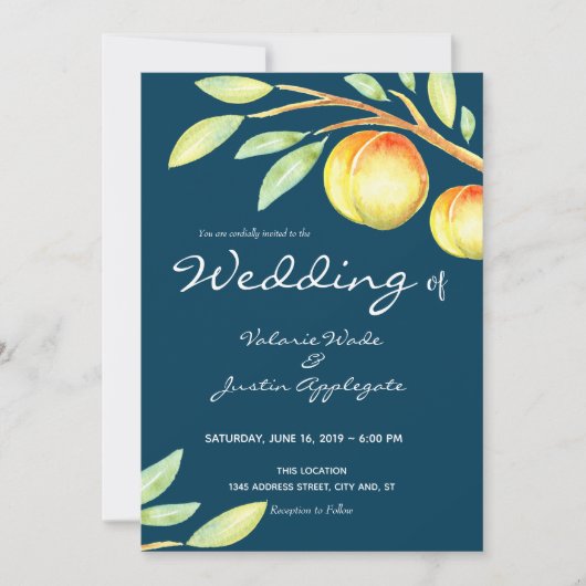 Invitation Rustique Aquarelle Doux Mariage (Devant)