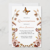 Invitation Rustique Aquarelle Fleur sauvage papillon Quincean (Devant)