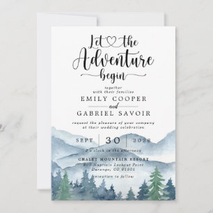 Invitation Rustique Aquarelle Forêt Mariage Aventure commence