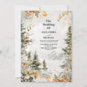Invitation Rustique Aquarelle Montagnes Pine Mariage d'hiver (Devant)