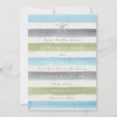 Invitation Rustique aquarelle rayures nautique mariage plage  (Devant)