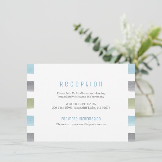 Invitation Rustique aquarelle rayures plage mariage réception (Debout devant)