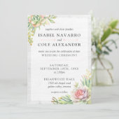 Invitation Rustique Aquarelle Succulent Cactus du désert Mari (Debout devant)