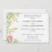 Invitation Rustique Aquarelle Succulente Cactus Partie d'enga (Devant)