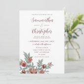 Invitation Rustique Aquarelle Terracotta Mariage Floral (Debout devant)