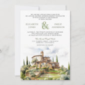 Invitation Rustique Aquarelle Toscane QR Code Mariage (Devant)