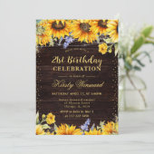 Invitation Rustique aquarelle tournesol Anniversaire (Debout devant)