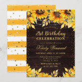 Invitation Rustique aquarelle tournesol Anniversaire (Devant / Derrière)