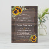 Invitation Rustique Aquarelle Tournesols Parti de retraite en (Debout devant)