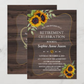 Invitation Rustique Aquarelle Tournesols Parti de retraite en (Devant / Derrière)