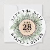 Invitation Rustique Aquarelle Verdure Enregistrer La Date Mar (Devant)