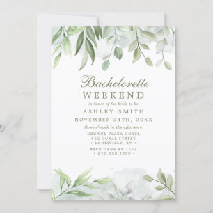 Invitation Rustique aquarelle vert week-end Bachelorette
