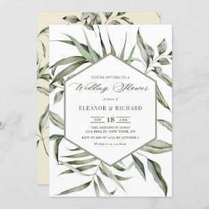 Invitation Rustique aquarelle Wedding shower de cadre de verd