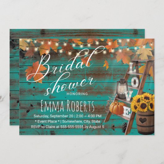 Invitation Rustique Automne Amour Échelle Vin Baril Fête des (Devant / Derrière)