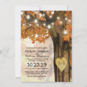 Invitation Rustique Automne arbre d'automne Lumières Mariage (Devant)