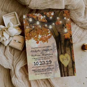 Invitation Rustique Automne arbre d'automne Lumières Mariage