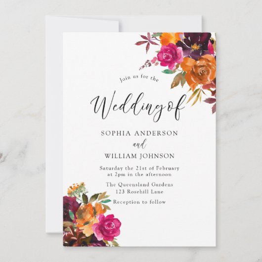 Invitation Rustique Automne Automne Aquarelle Mariage (Devant)