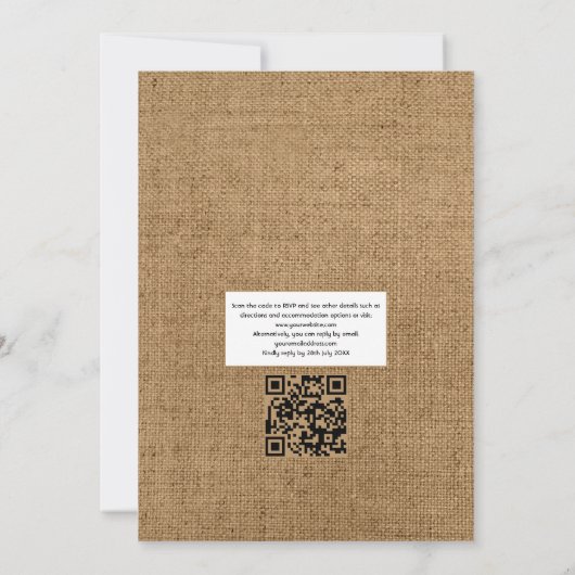 Invitation Rustique Automne Automne Floral Pays QR Code Maria (Dos)