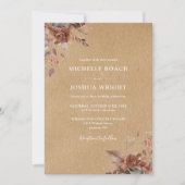 Invitation Rustique Automne automne Floral QR Code Mariage (Devant)