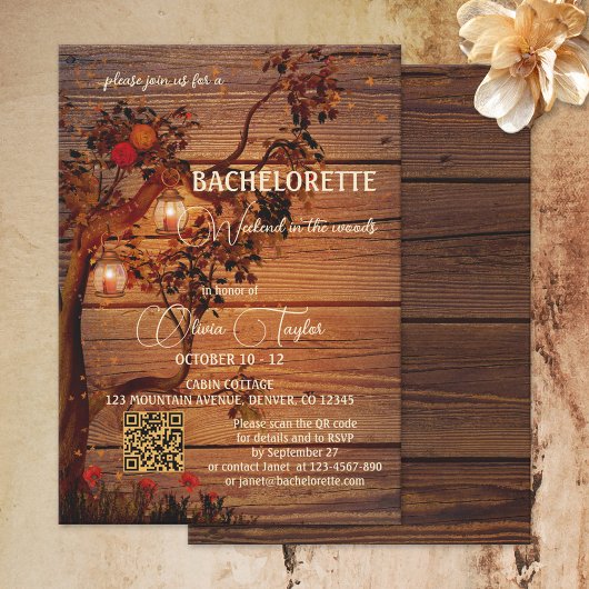 Invitation Rustique Automne Bachelorette Week-end dans les bo