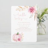 Invitation Rustique automne boho Citrouille bébé Fille douche (Debout devant)