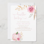 Invitation Rustique automne boho Citrouille bébé Fille douche (Devant)