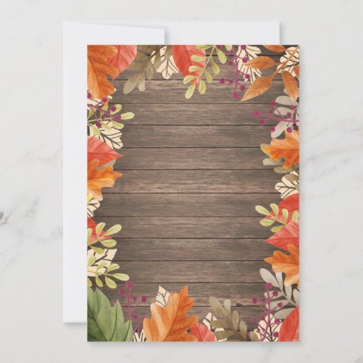 Invitation Rustique Automne Bridal Showback (Dos)
