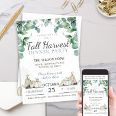 Invitation Rustique Automne Citrouille Dîner de verdure