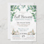 Invitation Rustique Automne Citrouille Dîner de verdure (Devant)