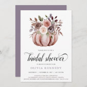 Invitation Rustique Automne Citrouille Fête des mariées rouil (Devant / Derrière)