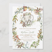 Invitation Rustique Automne Elephant Genre Baby shower neutre (Devant)
