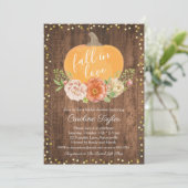 Invitation Rustique Automne Fête des mariées Citrouille Autom (Debout devant)