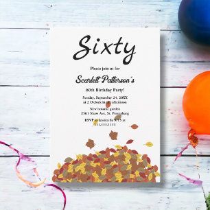 Invitation Rustique Automne Feuilles Automne Floral 60e anniv