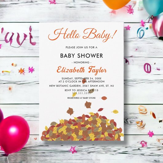 Invitation Rustique Automne Feuilles Boho Automne Baby shower
