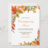 Invitation Rustique Automne Feuilles d'automne Friendsgiving  (Devant)