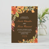 Invitation Rustique Automne Feuilles Mariage (Debout devant)