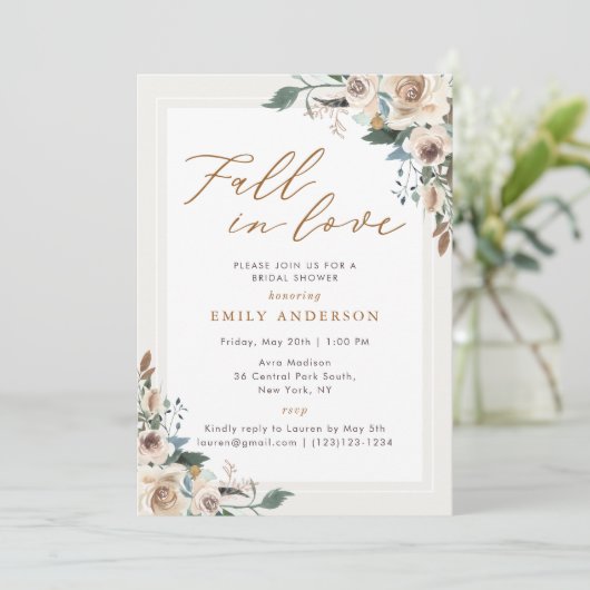 Invitation Rustique Automne Floral Automne Chute en Amour Fêt (Debout devant)